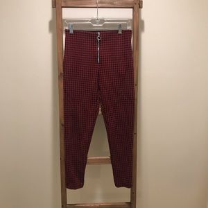 Zara Basics Red Plaid Pant NWOT